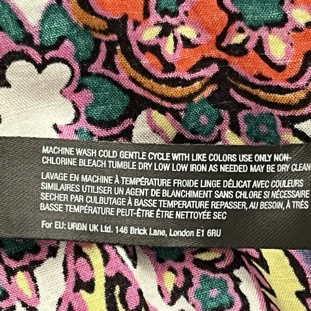 Anthropologie Diana Pintucked Tunic Dress Sz S Ruffled Hem Bubble Sleeve Floral - Picture 12 of 12